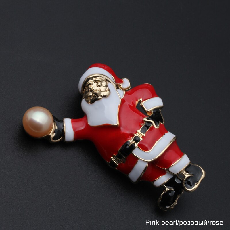 Santa Claus brooch jewelry,natural pearls brooch christmas