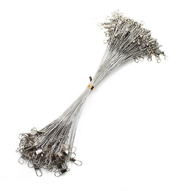 10Pcs Anti Bite Staal Vislijn 15Cm-30Cm Staaldraad Leider Met Swivel Vissen Accessoire Vissen draad Olta Leadcore Leash: silver / 30CM