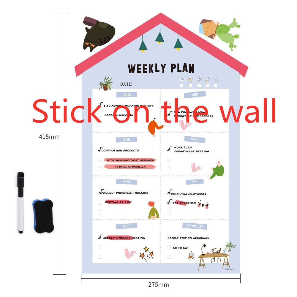 Karikatur Magnetische Kalender Täglichen Zeitplan Whiteboard Kühlschrank Magneten Monatliche Wöchentlich Planer freundlicher Lästige Pflicht Memo Nachricht Zeichnung Bord: 0304JH0121C1A