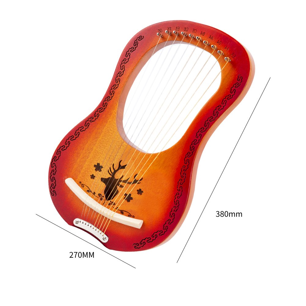 Reinsdyr mahogni lyre 10 -strengs harpestrengeinstrument med pickup-stemmeverktøy for musikkelskere spilletilbehør