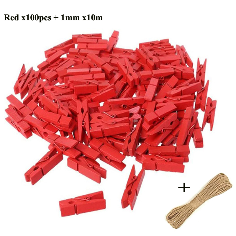 50/100 mini klesklyper i tre , , 1- cm små treklyper, hamptau til fotovegger og gjør-det-selv-håndverk.: Lilla