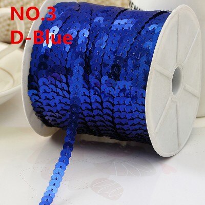 100 Yards 6mm Platte Ronde Pailletten Lint Naaien onTrim, Spangle Pailetten Strings in Roll Voor Ambachten, Vrouwen Doek Accessoires: Royal Blue