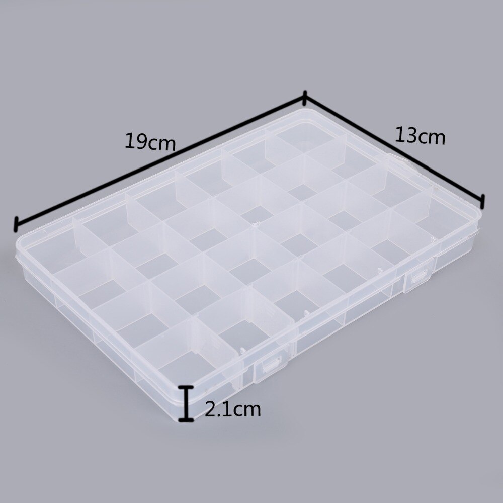 10/15/24 Slots Adjustable Plastic Storage Box Transparent Rectangle Case Organizer Boxes For Small Handmade Packing Jewelry