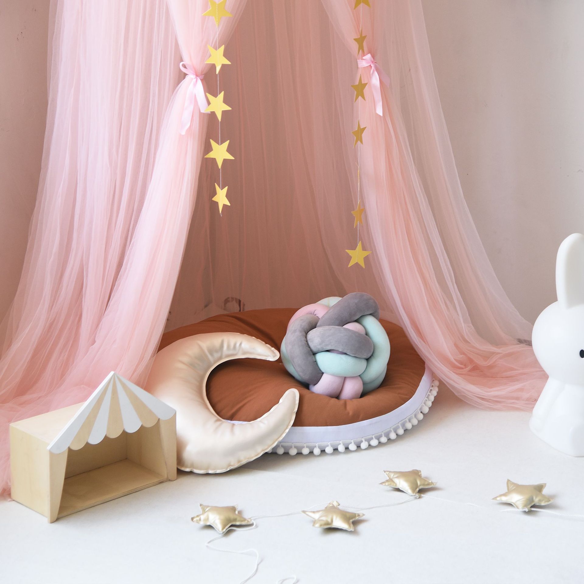 Mosquitera de verano para niños y niñas, cama redonda romántica, cubierta de cama, dosel para guardería
