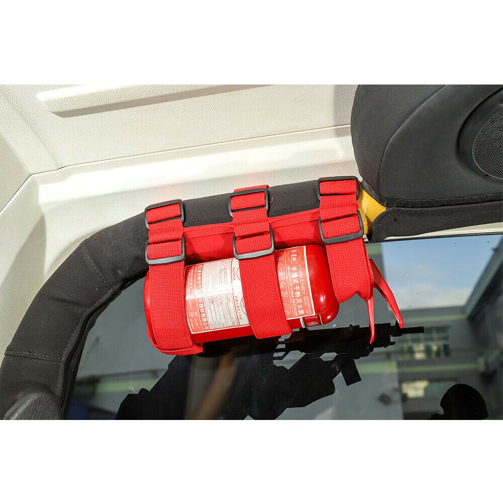 Auto Feuerlöscher Halfter Befestigung Gürtel Für Jeep Wrangler TJ JK Jl 1997 Feuerlöscher Befestigungs Gurt: rot