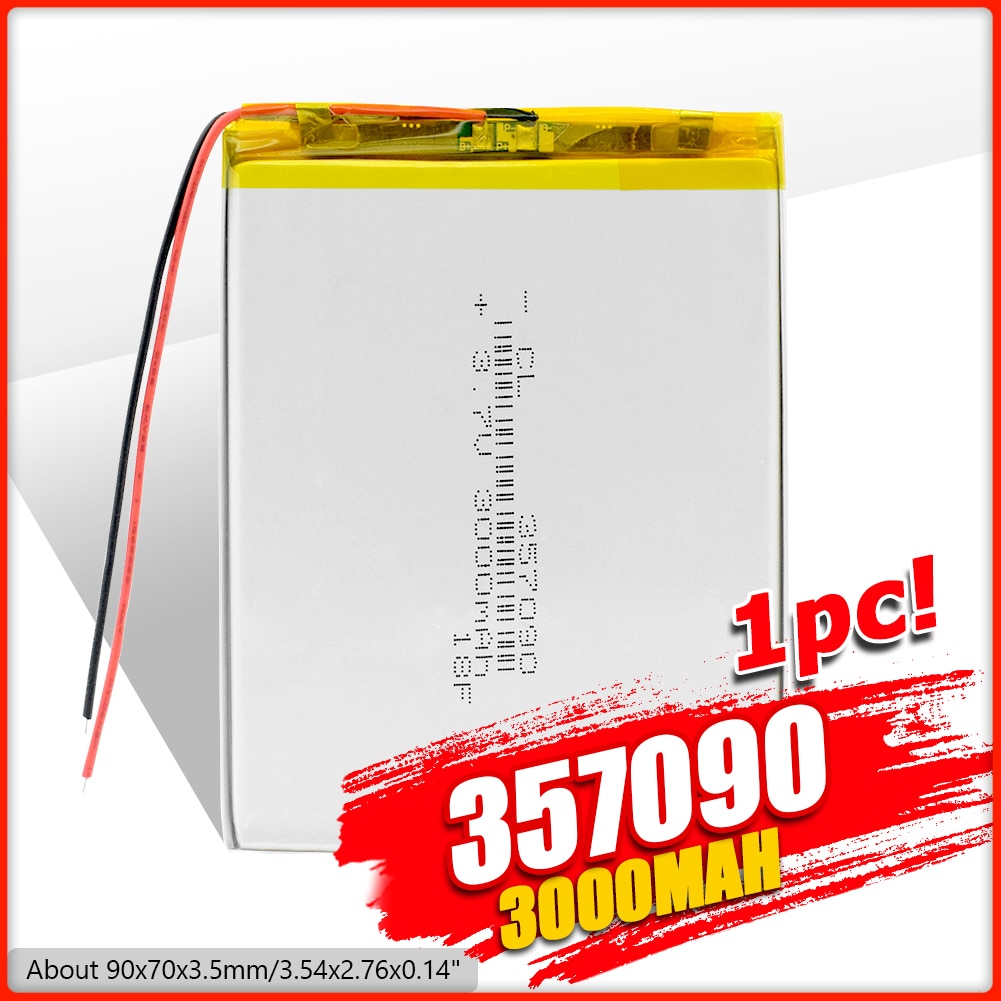 Rechargeable 3.7V 3000mAh li-ion Li-Po Lithium Li-polymer Battery 357090 Batteries With PCB For MP5 GPS DVD BT Speaker