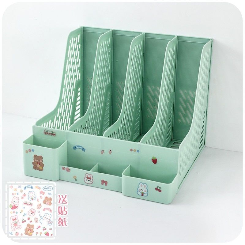 Kawaii Desk Organizer File Tray Desk Book Stand Office Desk Book Storage Box Bookends Book Shelf Stationery Organizer: 6