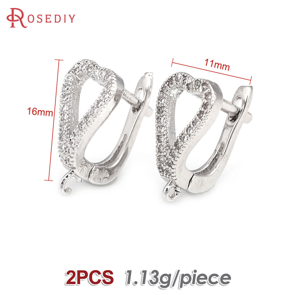 Pasador de latón y circón de Color dorado de 18K para mujer, suministros de fabricación de joyas Diy, accesorios para pendientes