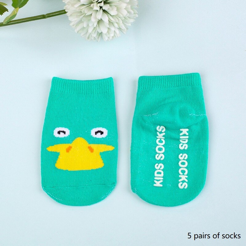 Calcetines antideslizantes de algodón para niños y niñas, medias cómodas de tubo suave, de 0 a 1 años,: green