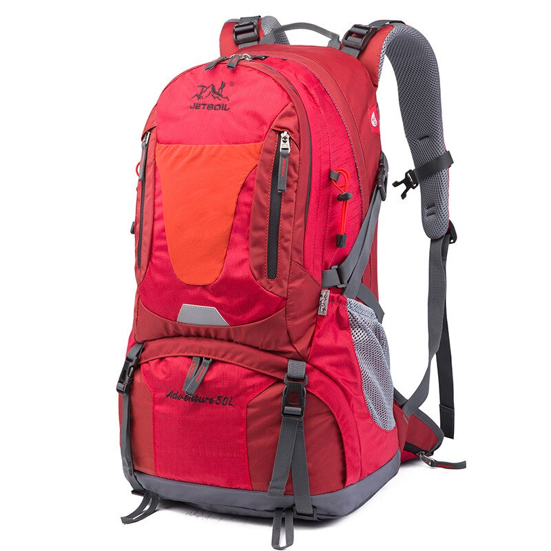 50L Outdoor Hiking Backpack Waterproof Mountaineering Bag Wear Resistant Sports Climbing Rucksack Trekking Camping Backpack: Red
