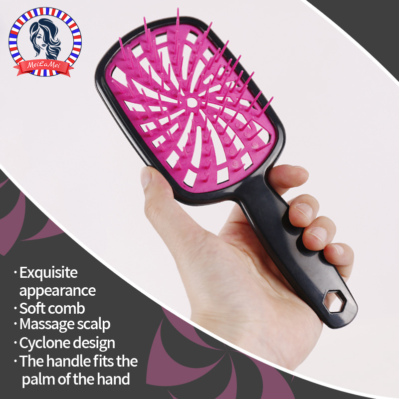1 cepillo para desenredar ancho, peine para peluca, peine para masaje del cuero cabelludo, peine antiestático para desenredar el cabello húmedo o seco de doble uso, cepillo para el cabello hueco