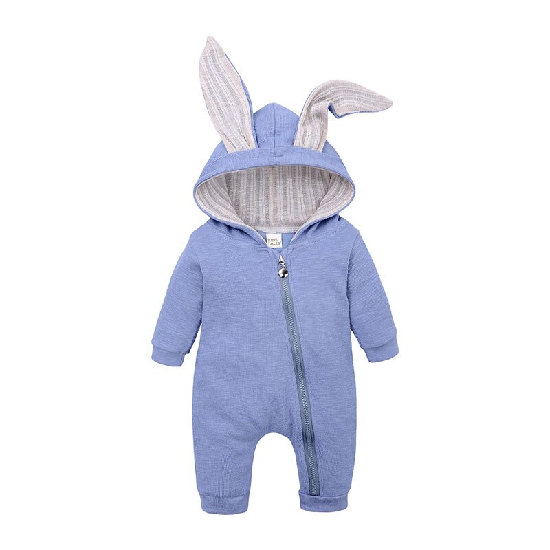 Elvesnest Baby Romper Cartoon Bunny Baby Meisje Kleding Katoen Lange Mouwen Rits Hoodie Pasgeboren Jongens Rompertjes 1-24 Maanden