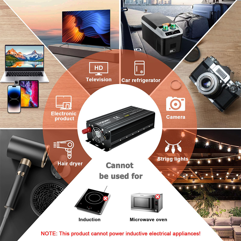 Car Inverter 12V 220V Power 500W/1500W/2000W/2600W/3000W Converter EU Socket 12 Volts auto Inversor12v 220 v Transformer Solar