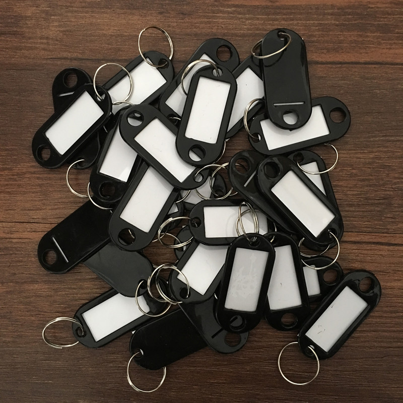 5PCS Colour Plastic Key Card Badge Key Holder Keychain Organizer Luggage ID Label Key Rings Name Cards: black