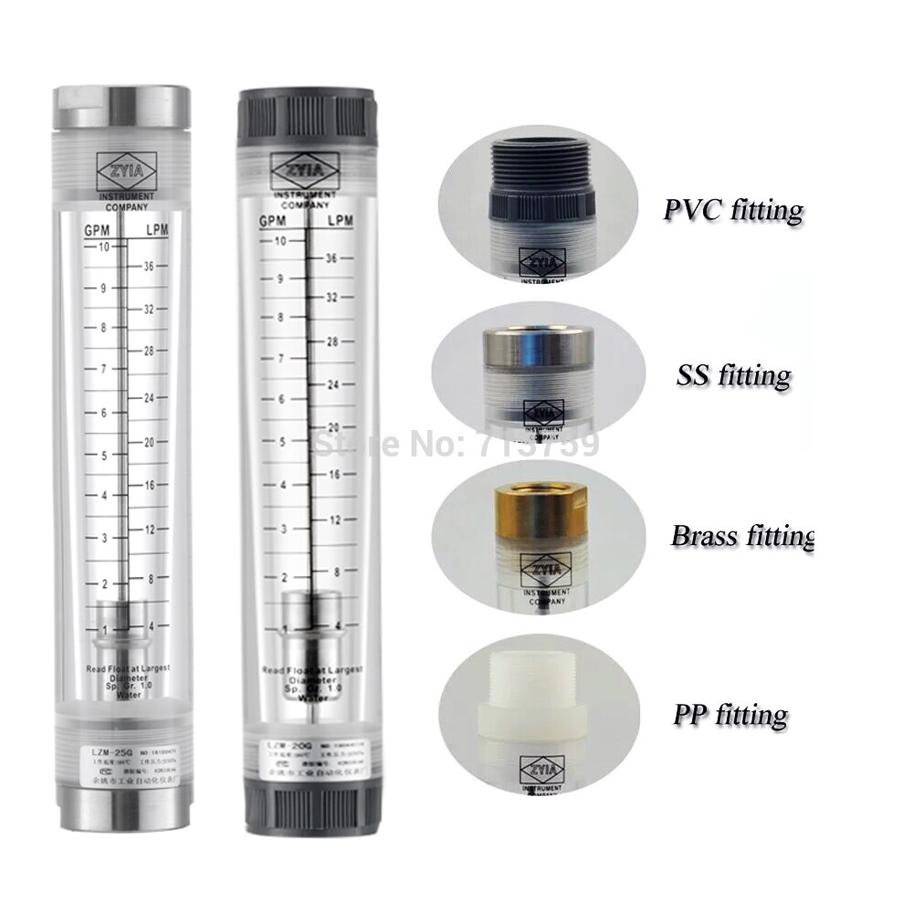 LZM-20G Tube Type Water FLow Meter Liquid Rotameter Air Float Flowmeter Gas