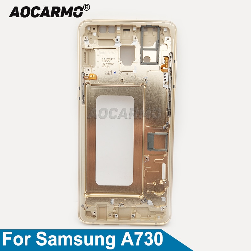 Aocarmo Mittleren Rahmen Vorne Lünette Rahmen Gehäbenutzen Mittleren rahmen Mit Kleber Für Samsung Galaxis A8 Plus A730 A730F