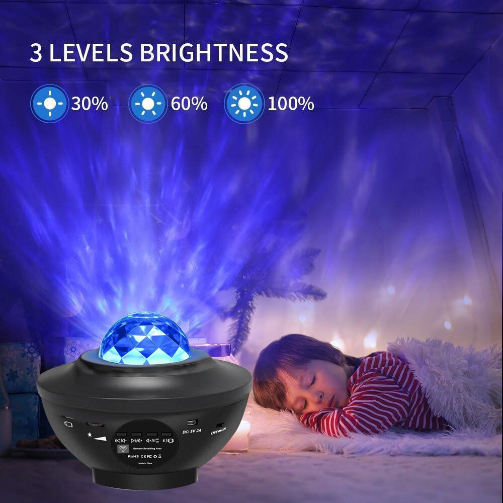 Kleurrijke Projector Sterrenhemel Night Blueteeth Usb Voice Control Muziekspeler Kid 'S Nachtlampje Romantische Galaxy Projector Lamp