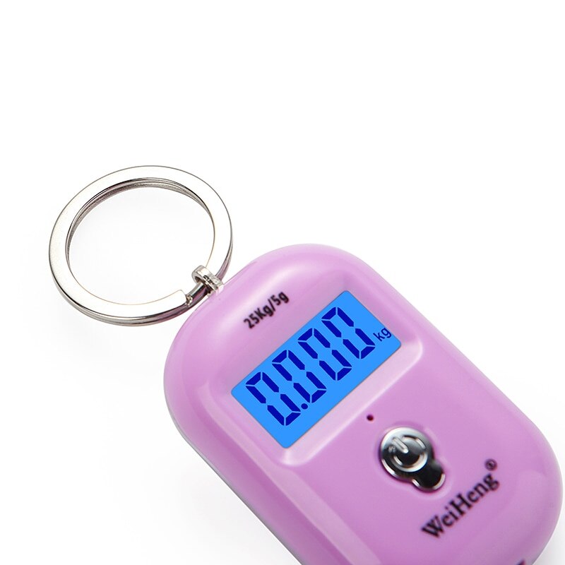 Mini Digital Scale Portable Luggage Scale with LCD Display 25Kg/55Lb Electronic Scale Pocket KeyChain Weight Hook Kitchen Weight