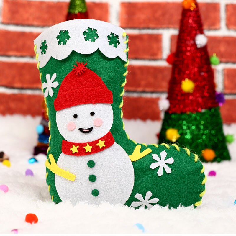 Non-woven Christmas Socks Sewing Socks Christmas Children DIY Handmade Materials Pack Kindergarten Handmade
