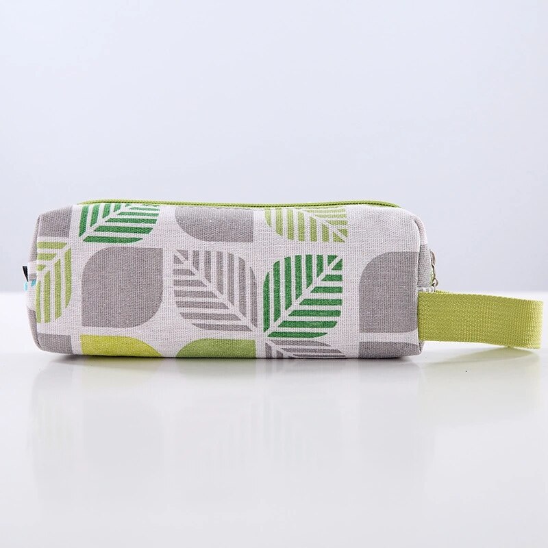 Black Canvas Pencil Case Cute Avocado Pencilcase for Cactus School Pencil Box Polar Bear Pencil Bag School Supplies Stationery: leaf