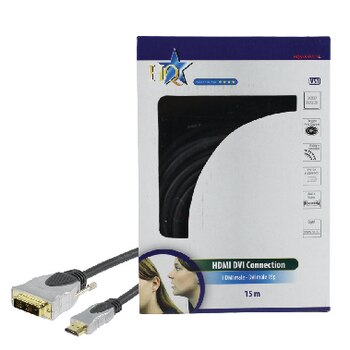 HDMI Kabel Hoge VelocitÃ HDMI Connector-DVI-D 18 + 1 P Mannelijke 15.0 donkergrijs m