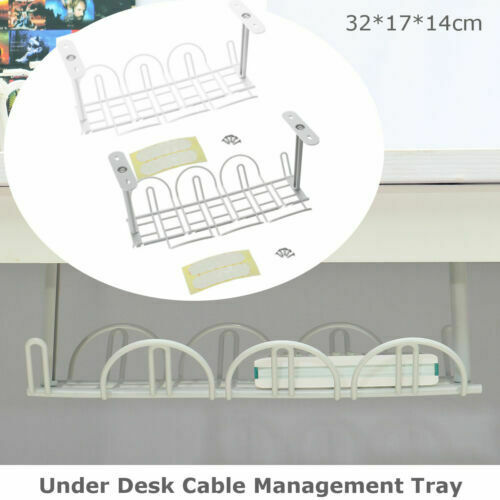 Home Living Room Storage Rack Under Desk Cable Management Tray Wire Cord Power Strip Adapter Organizer Shelf