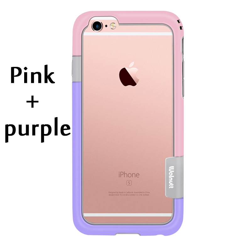 Esamday Voor iPhone 6 s 4.7 inch 6 Kleur Walnutt Soft TPU Hybrid Bumper Frame Case Cover Side Bescherming voor iPhone 6: Pink and Purple