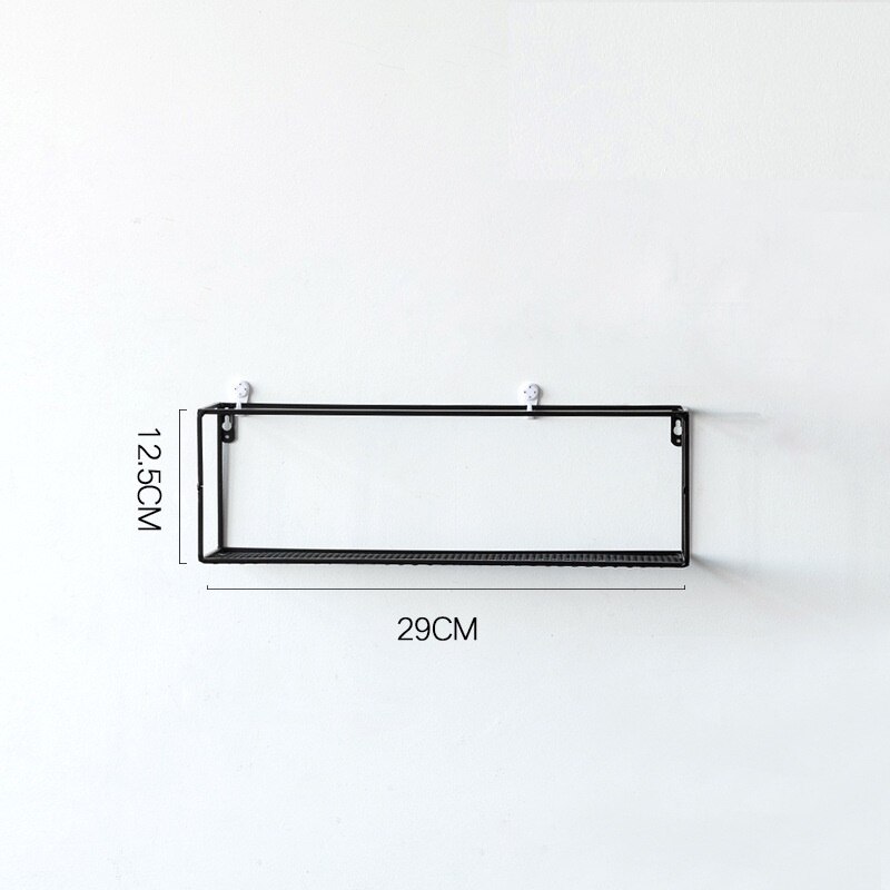 Estantes de hierro dorado para pared, manualidades de decoración de escritorio creativas de Metal, soportes de almacenamiento, organización de estantería flotante colgante para el hogar: S-Black