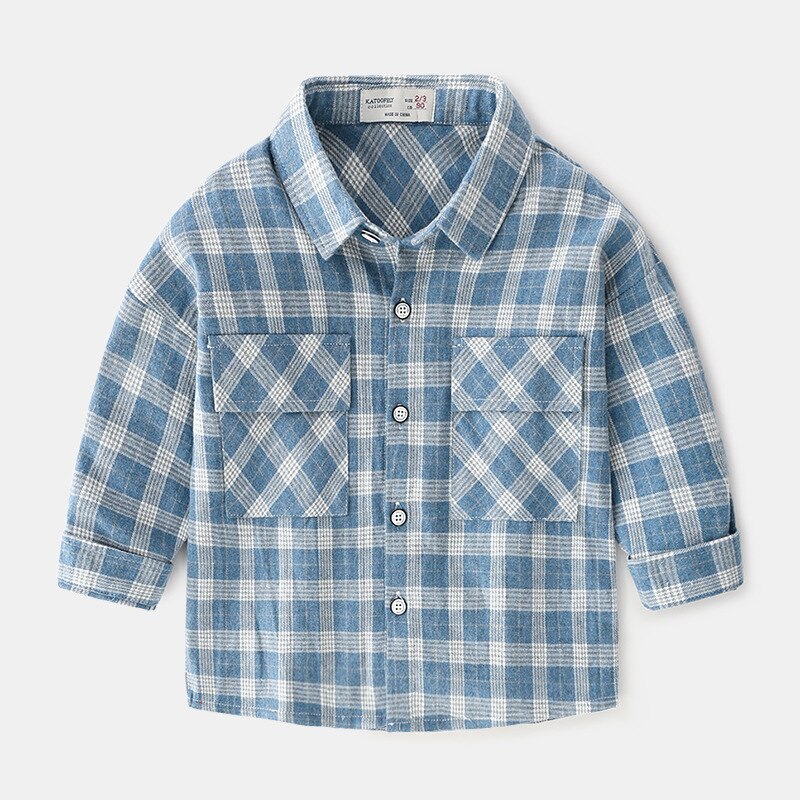 Chemises pour garçons de 2 3 4 5 6 ans | Chemise à manches longues, Plaid décontracté, vêtements printemps-automne pour bébés, t-shirts pour garçons,: Bleu / 6T