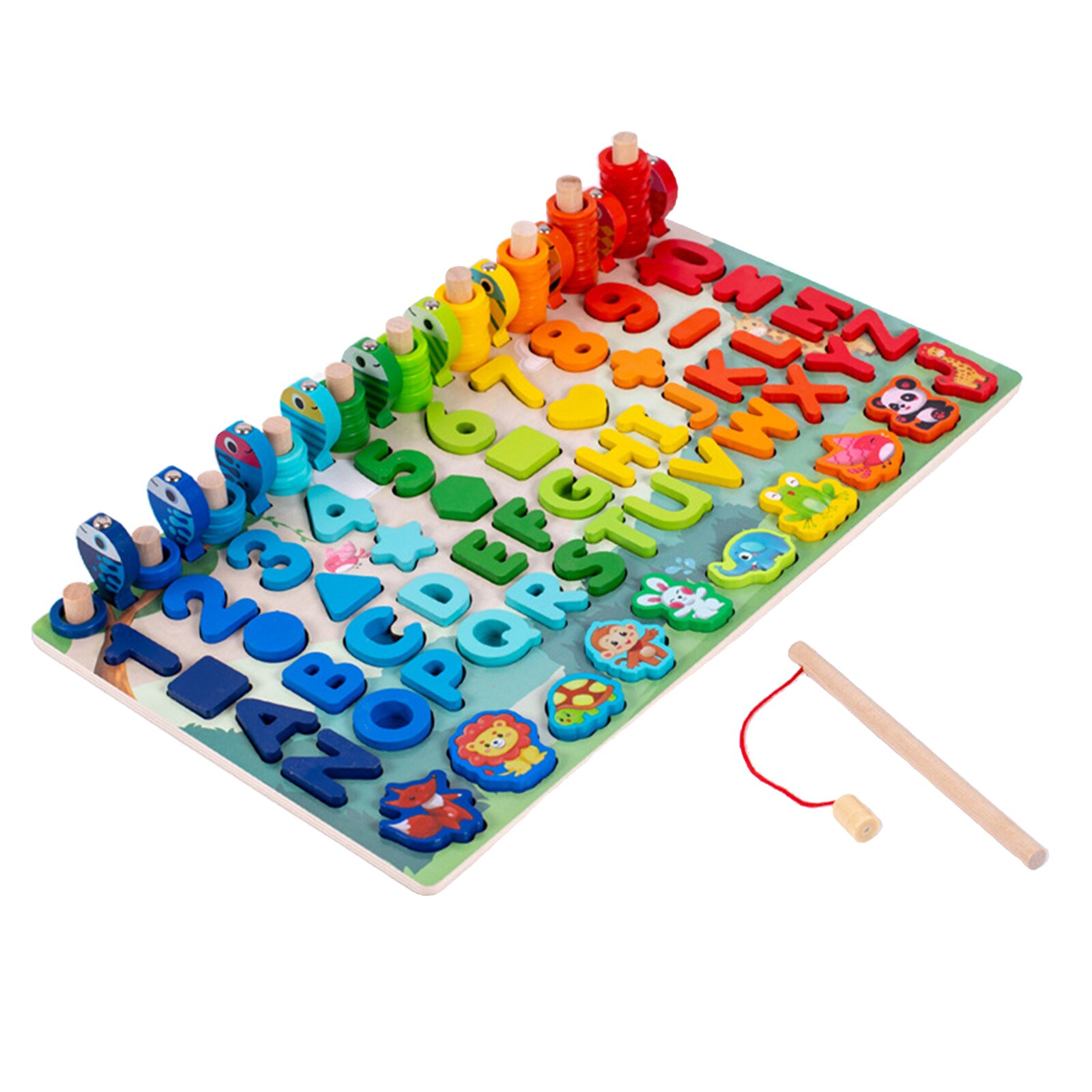 Houten Alfabet Nummer Vissen Dier Vorm Puzzel Educatief Speelgoed