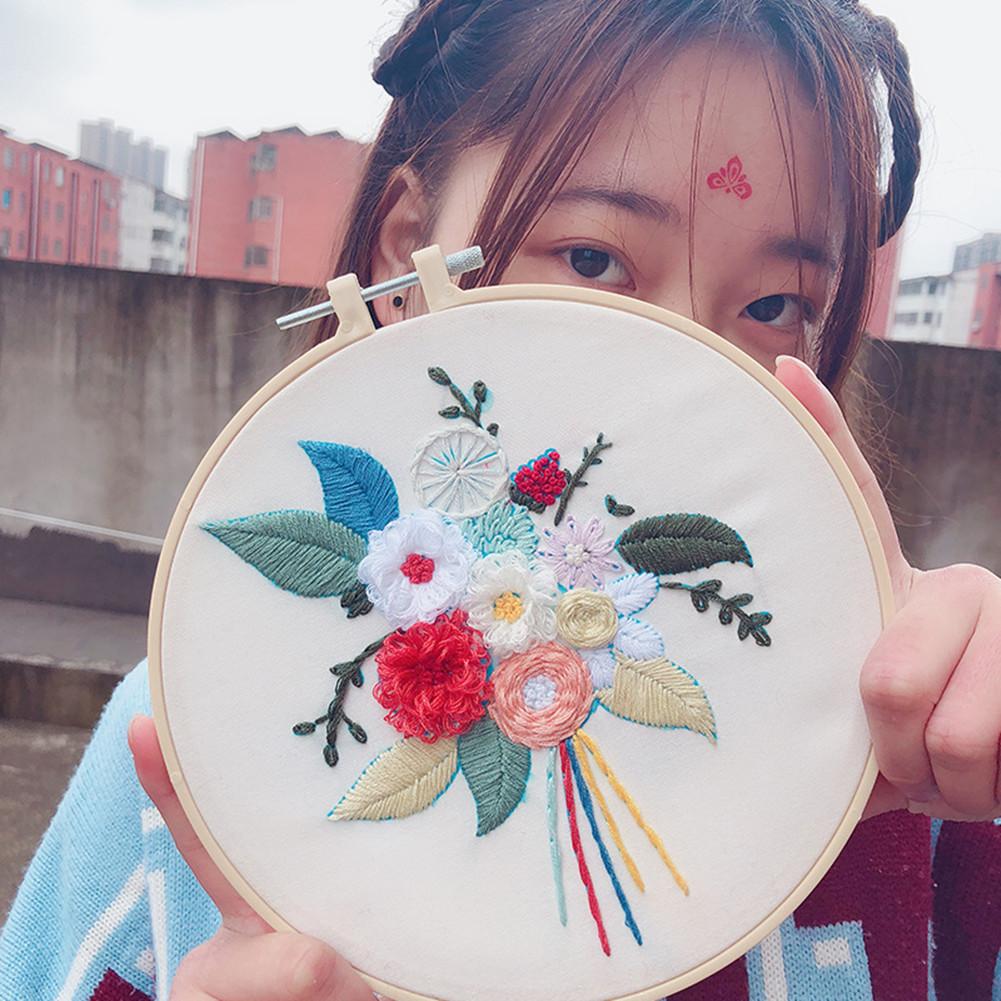 5pcs Handmade Embroidery Kit 3d Floral Flower Bouquet Cross Stitch Wedding For Beginner