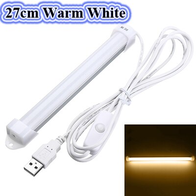 USB LED BAR Light DC 5V 5730 Bar Led52cm Aluminum Strip Light For Cabinet Closet White Warm White Study Reading Lamp With Switch: 27cm Warm White