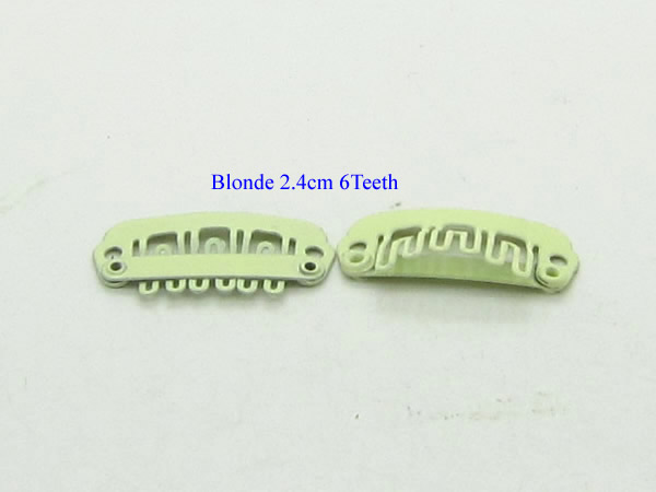 20 stk billigste 2.4cm 6 tænder små hår metal clips til hair extensions toupé clips snap clip til hår paryk skudværktøj lzh 0104: Blond