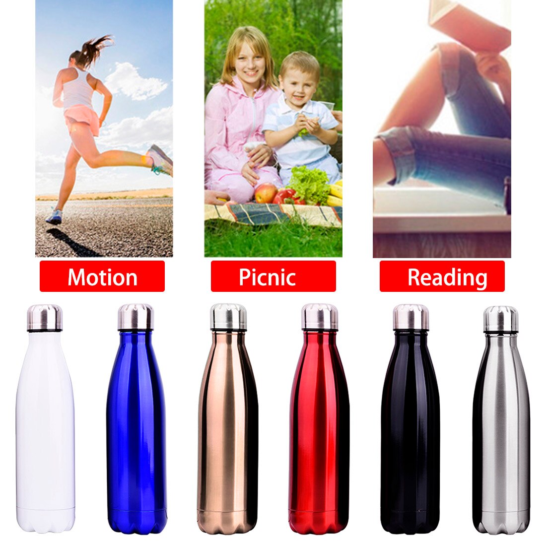 500ml vacuümflessen 304 roestvrijstalen wijnflesvormige thermosfles voor in de auto, reis, bowlingfles vacuümfles