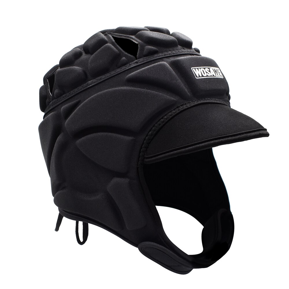 WOSAWE casque de gardien épaissi EVA rembourré Rugby protecteur réglable respirant garde-tête équipement pour le Football Football surf: BL329-MY / 51-62cm