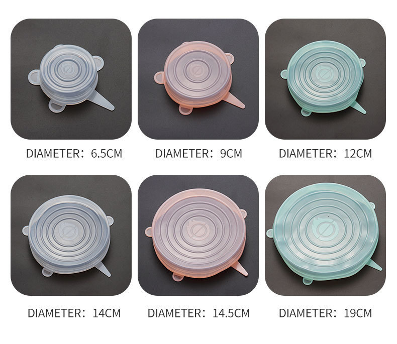 WORTHBUY, 6 uds./tapas universales de silicona para utensilios de cocina, juego de cuencos de comida, cubierta de silicona, olla, tapas para cocina elásticas reutilizables, accesorios