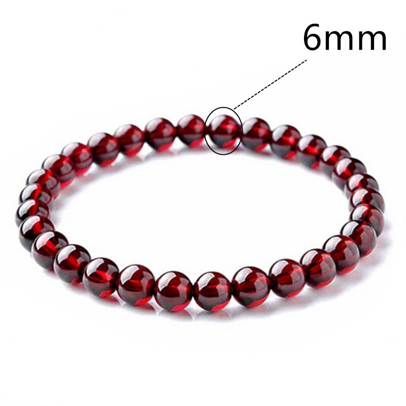 Natürliche Stein Handarbeit Armbinde Für Frauen Männer 6-8mm Granat Perlen Armbänder verrotten Braslet Yoga Meditation Schmuck Freundschaft: 6mm