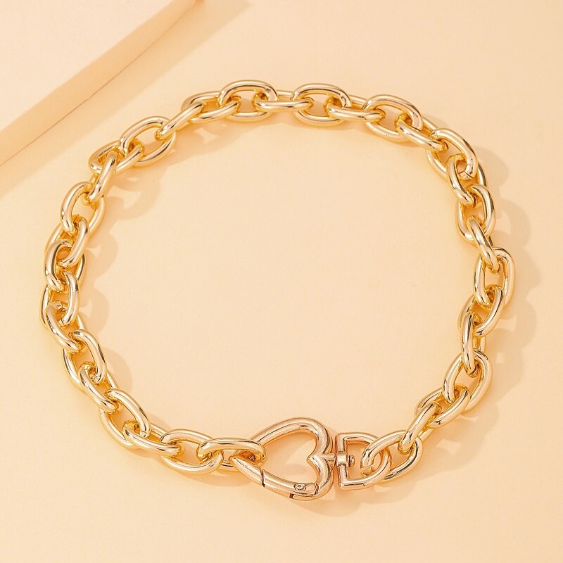 Vinden Me Geometrische Legering Dikke Choker Ketting Voor Vrouwen Hart Sleutelbeen Kettingen Mode-sieraden Accessoires: Default Title