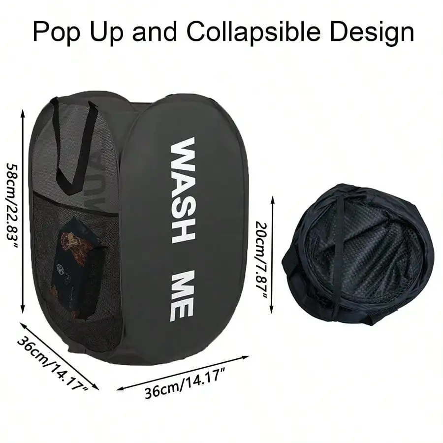 Paniers à linge pop-up en maille pliable et respirante, panier d'organisation de rangement nécessaire peu encombrant pour buanderie, articles de produits