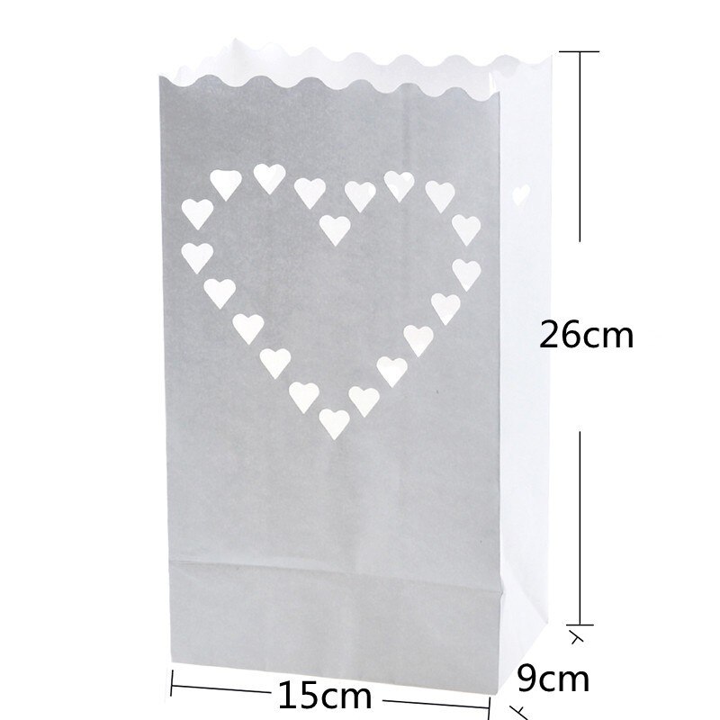 10 teile/los 10 "25 cm Weiß Papier Laterne Kerze Tasche LED-Licht Lampion Herz DIY aufbringen Für Geburtstag Party hochzeit Veranstaltung Dekor