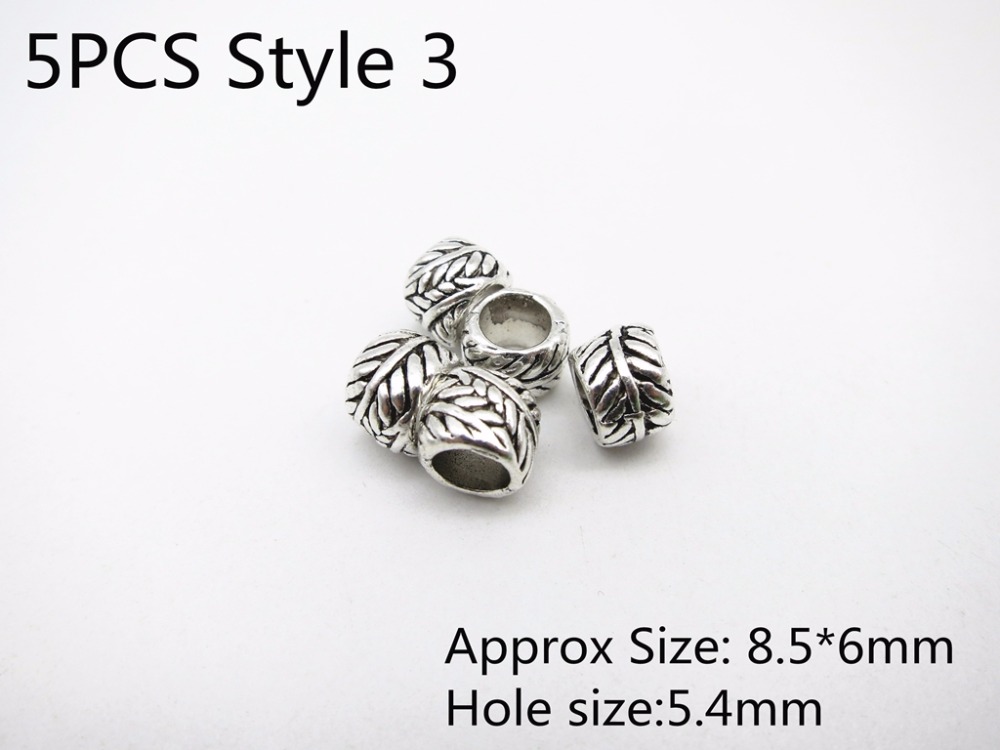 5Stck Antike silber Haar flechten Dreadlock Perlen ringe rohr Wikinger Rune Bart perlen DIY Haar Styling Zubehör: 5Stck Stil 3