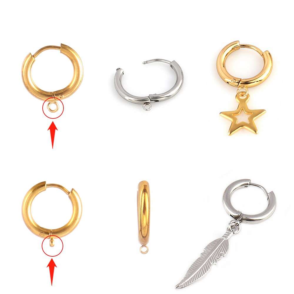 10 unids/lote de pendientes DIY de acero inoxidable 316L, Base de montaje para pendientes de aro para joyería DIY, suministros para fabricación de pendientes, accesorios