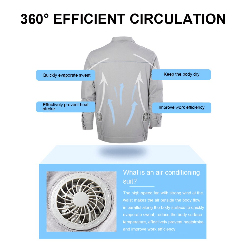 Cooling Jacket Summer Air Conditioning Cool Coat with 2 Fans Outdoor Sun Protection Clothing