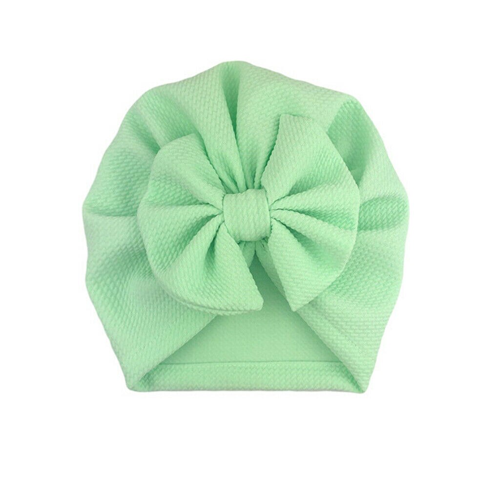 Emmababy Cute Baby Girls Bow Turban Hat Toddler Kids Head Wrap Hijab Solid Headband Cap 0-18 Months.: Green