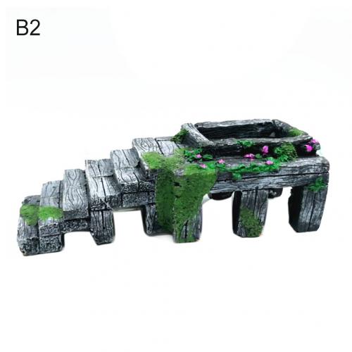 Aquarium Fish Tank Simulation Pet Turtle Terrace Resin Turtle Step Climbing Terrace Island Reptile Hide Point Aquarium Landscape: B2