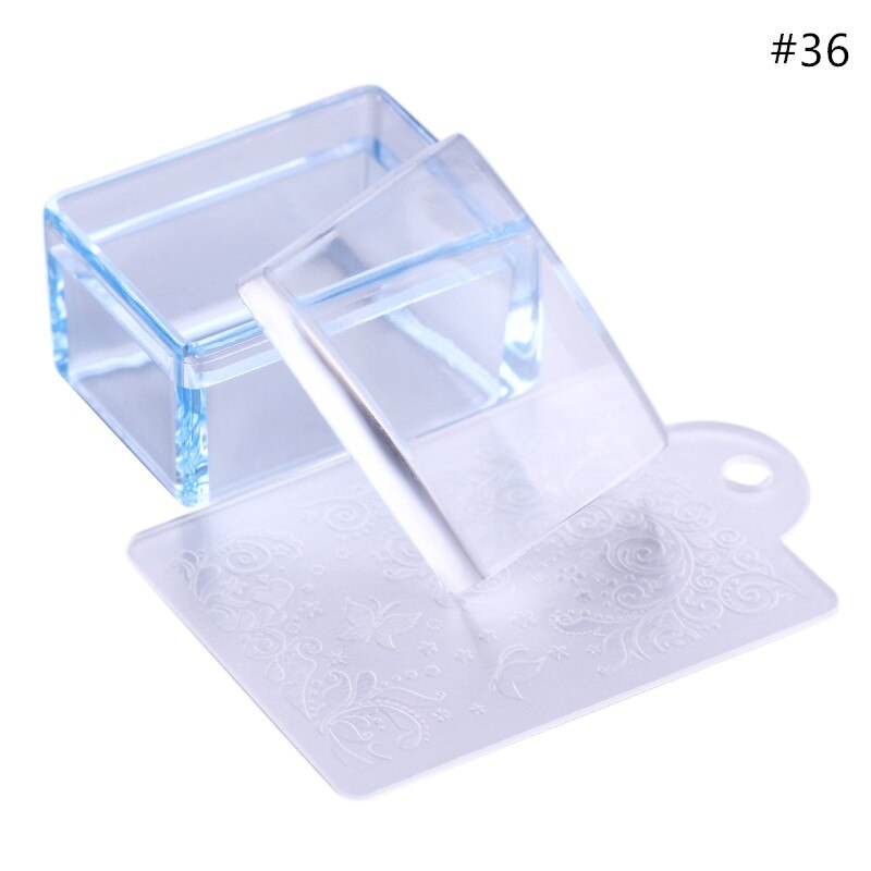 1Pc Silicone Head Nail Art Stamper Scraper Clear Jelly Silicone Stamper for Nail Stamping Plate Scraper Nail Art Tools: 36