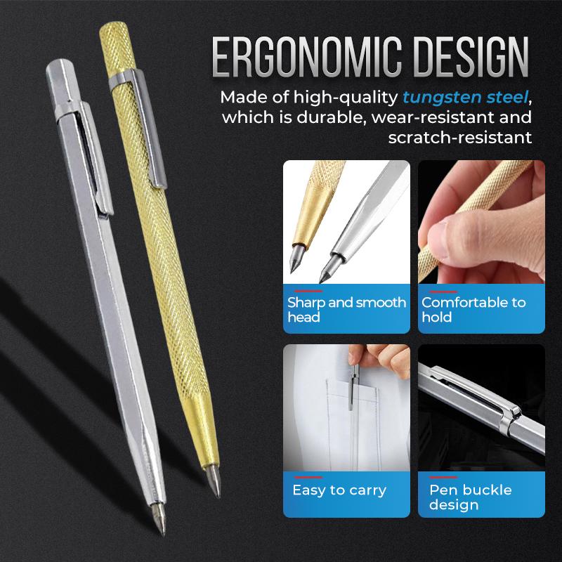 Metal Plate Glass Marker Lettering Pen To Cut Hard Tiles Glass Tungsten Steel Cutter Metal Stone Aluminum Engraving Tools: Golden 2pcs