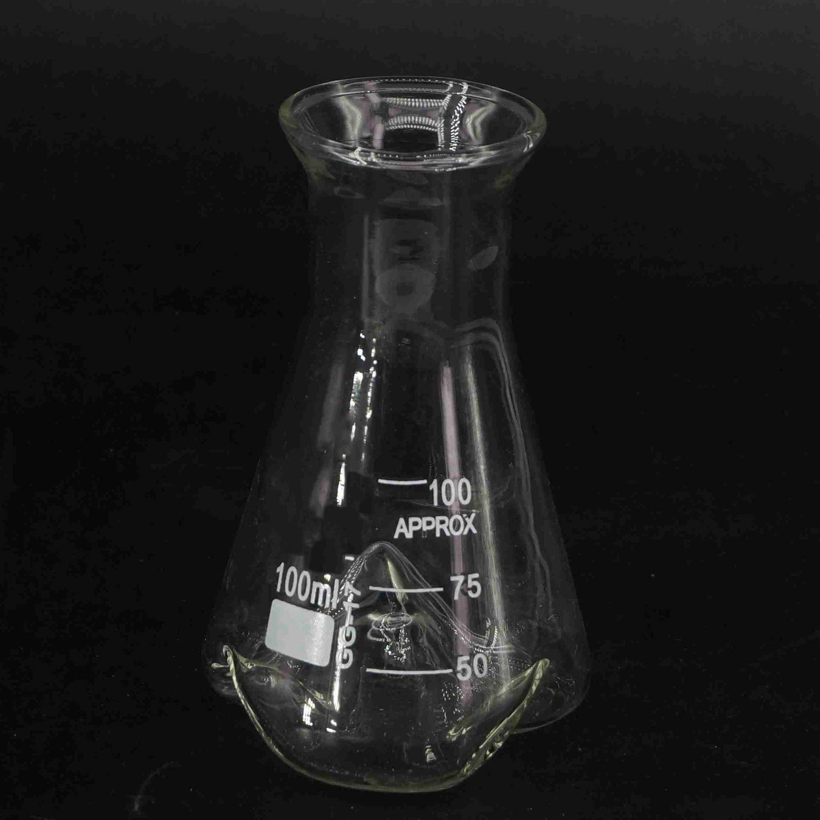 100ml 3 Concave GG17 Glass Wide Mouth Baffle Shake Conical Erlenmeye Flask Lab