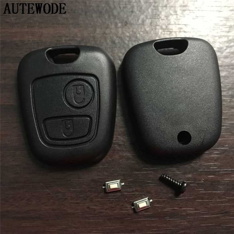 Autewode vervangende autosleutelbehuizing voor toyota aygo 2- knops afstandsbediening sleutelbehuizing zonder logo, zonder mes, +2 stuks microschakelaars
