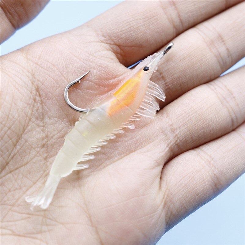 1/3 pçs 3g-60mm 4 cores luminoso camarão lula noite pesca lula jigs isca baixo suave peixe equipamento equipamento equipamento acessórios